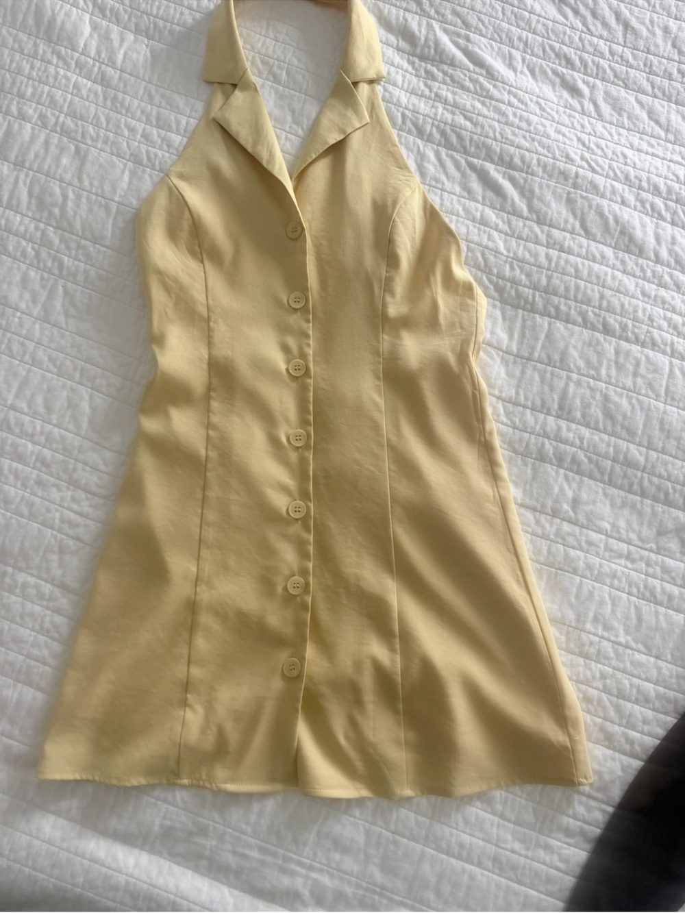 SNDYS Yellow Halter Neck Mini Dress XS